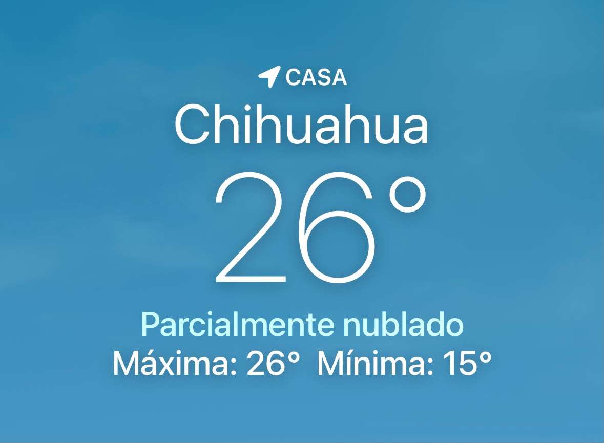 Alcanza Chihuahua 26°C en la tarde con ráfagas de viento