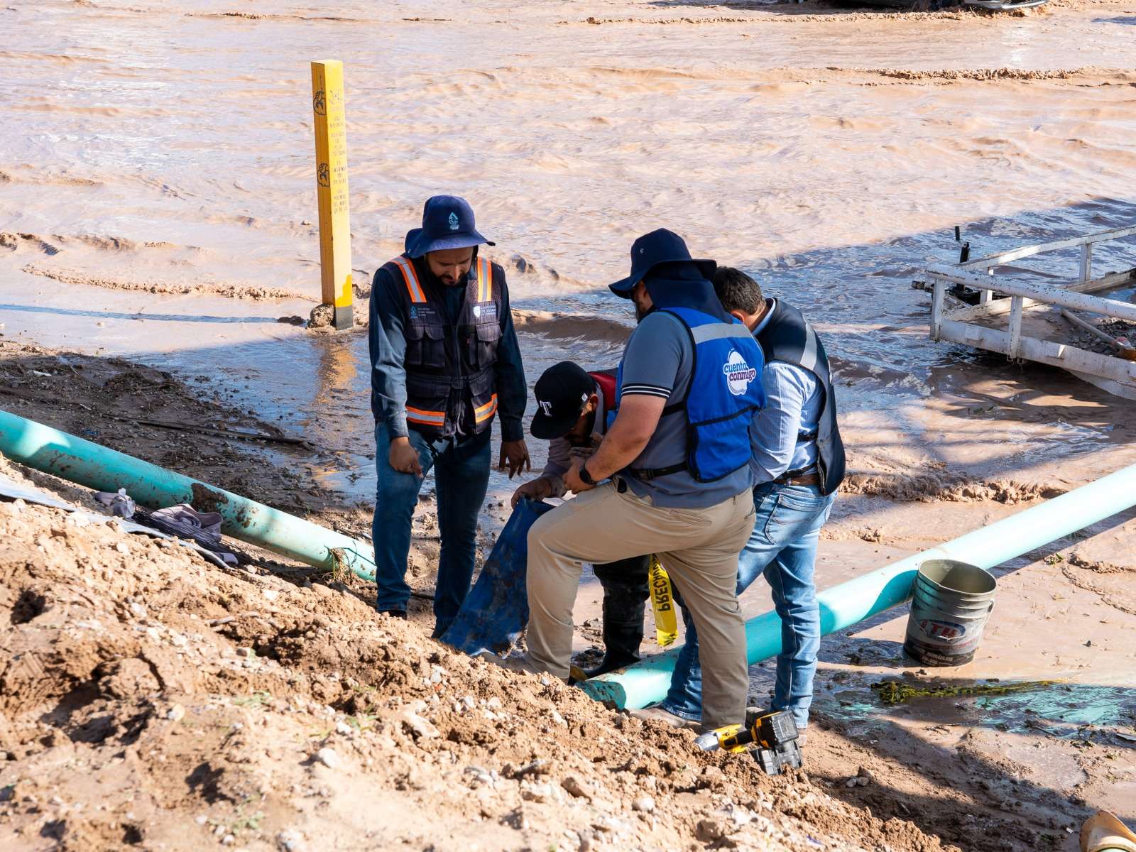 Refuerzan operativo de emergencia por aumento del nivel del río Bravo