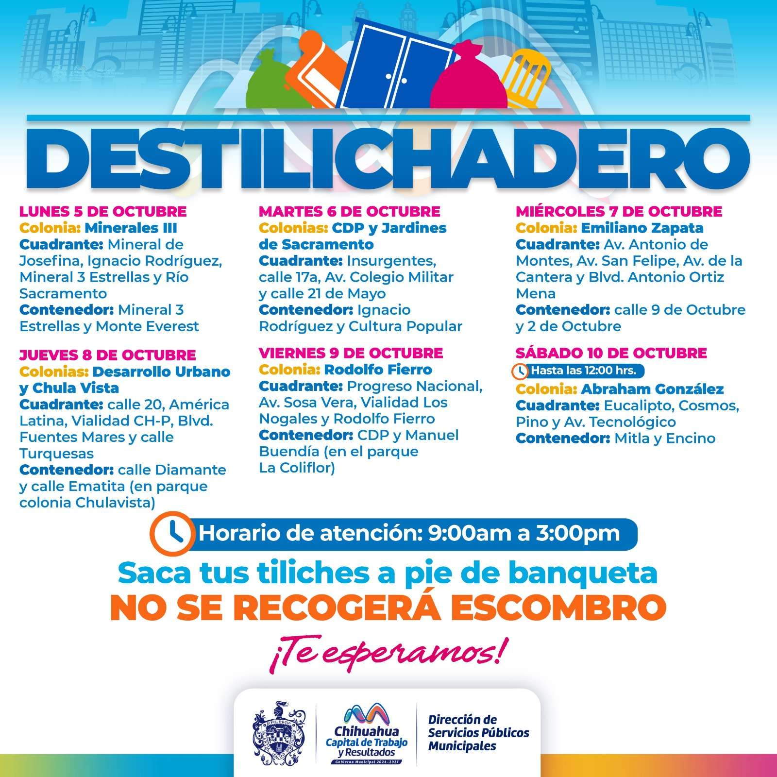 Llevará Destilichadero recolección a ocho colonias