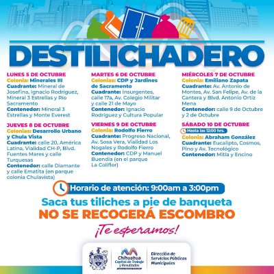 Llevará Destilichadero recolección a ocho colonias