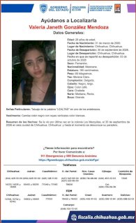 Solicitan ayuda para localizar a Valeria Janeth González Mendoza