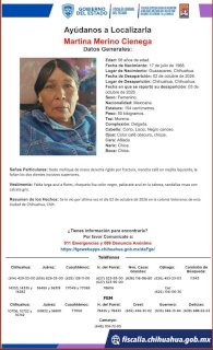Solicitan ayuda para localizar a Martina Merino Cienega