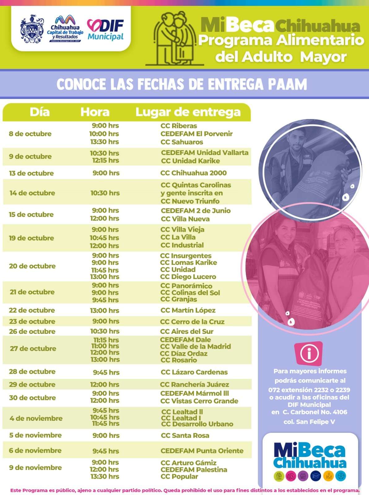 Anuncia DIF fechas de entrega del PAAM 2026 en Chihuahua