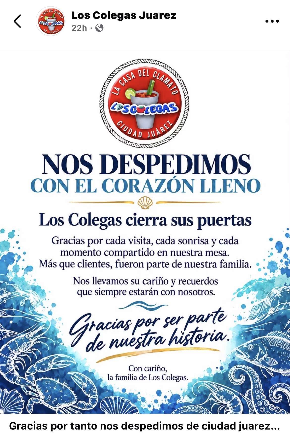 Anuncia Los Colegas anuncias cierre de sus puertas tras más de tres décadas