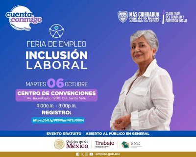 Invitan a Feria de Empleo de la Inclusión en la ciudad de Chihuahua 
