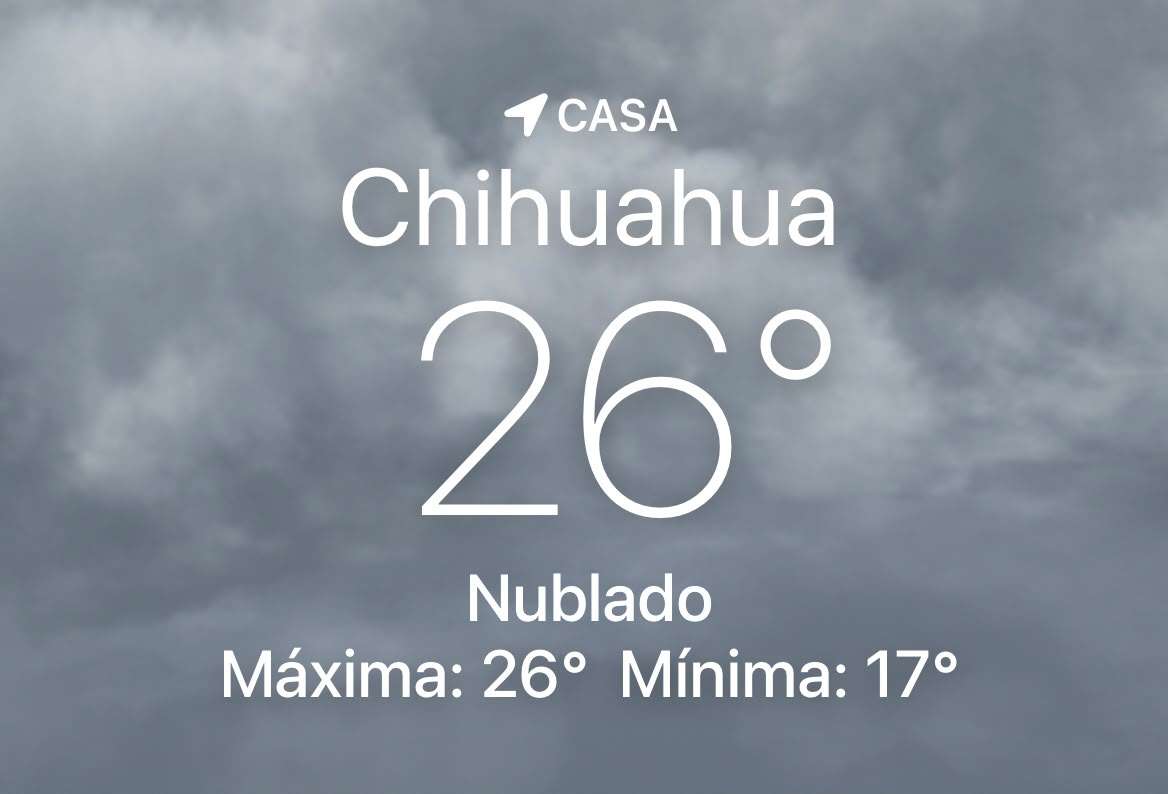Alcanza Chihuahua máxima de 26°C con cielo nublado