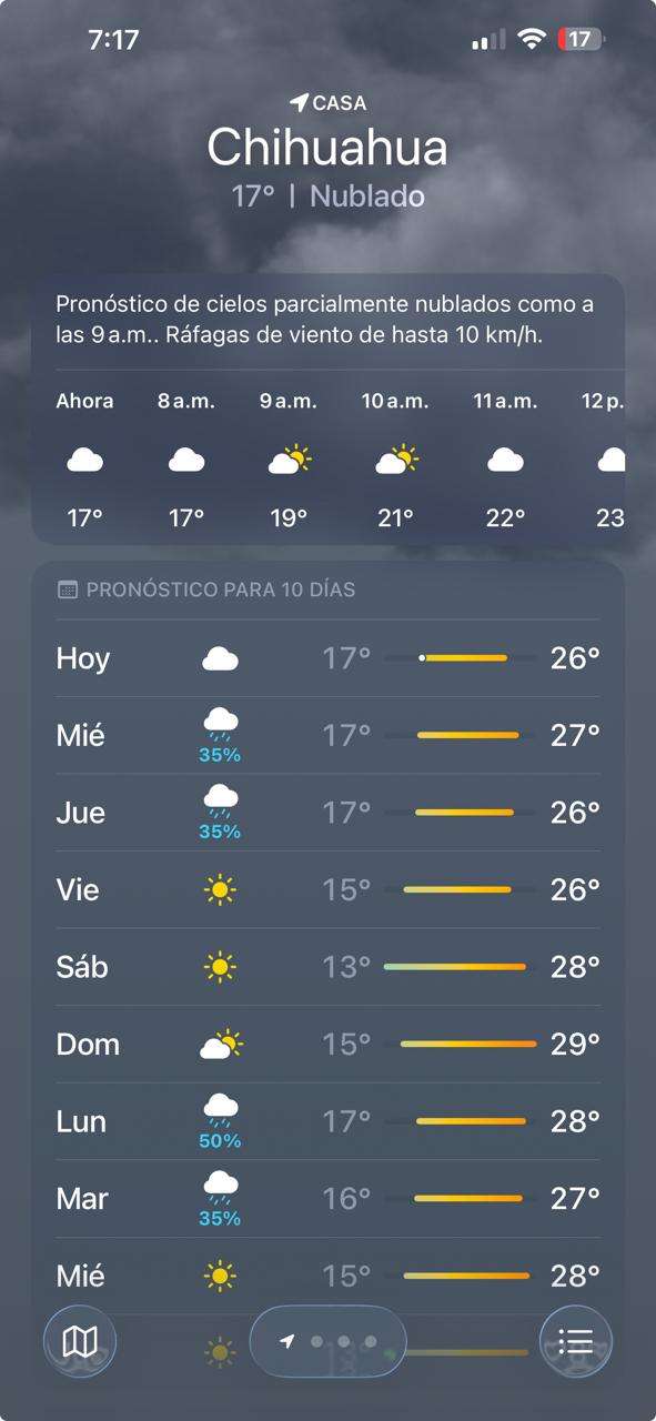 Registra Chihuahua mañana fresca de 17°C