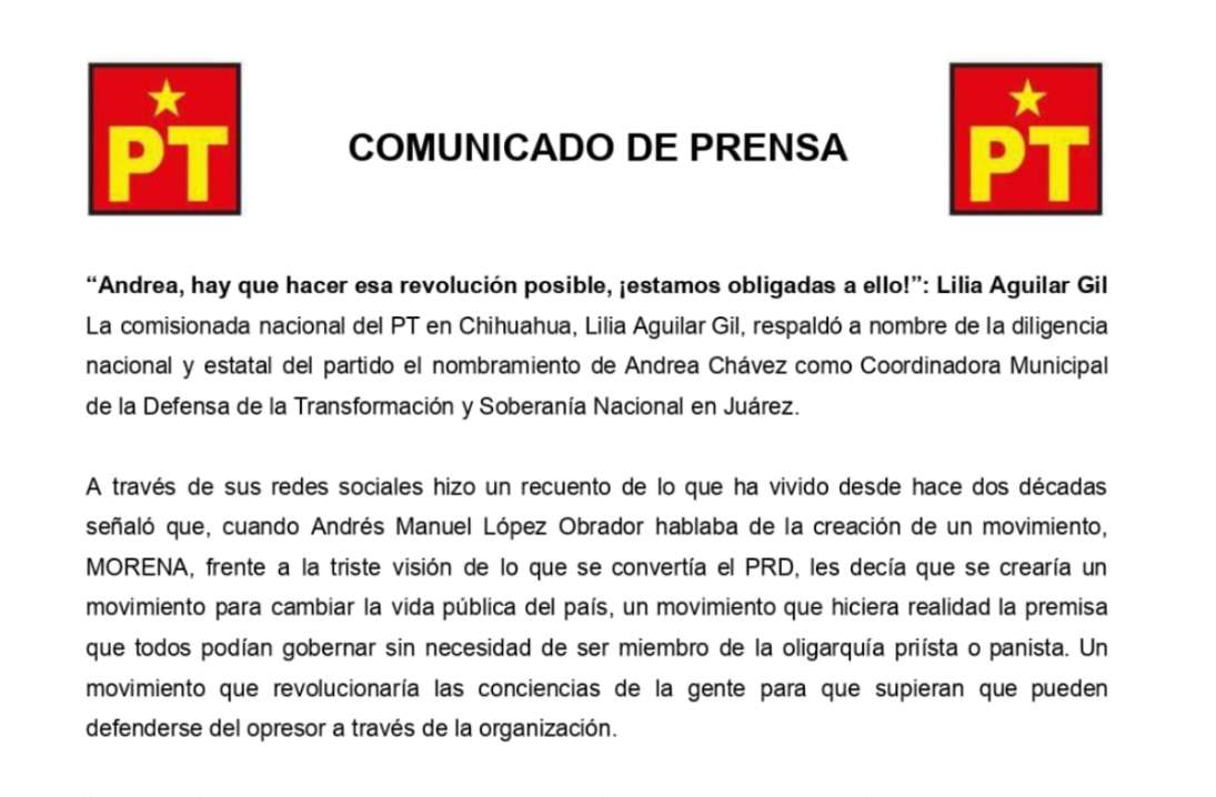 Los tiranos caerán: cierra PT filas con Andrea Chávez 