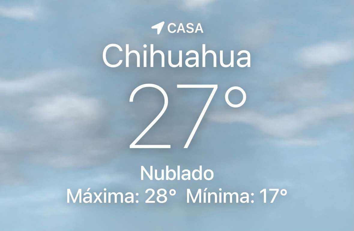 Llega Chihuahua a máxima de 27°C con cielo nublado