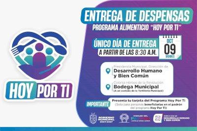 Anuncian entrega de despensas del programa Hoy por Ti en Parral 