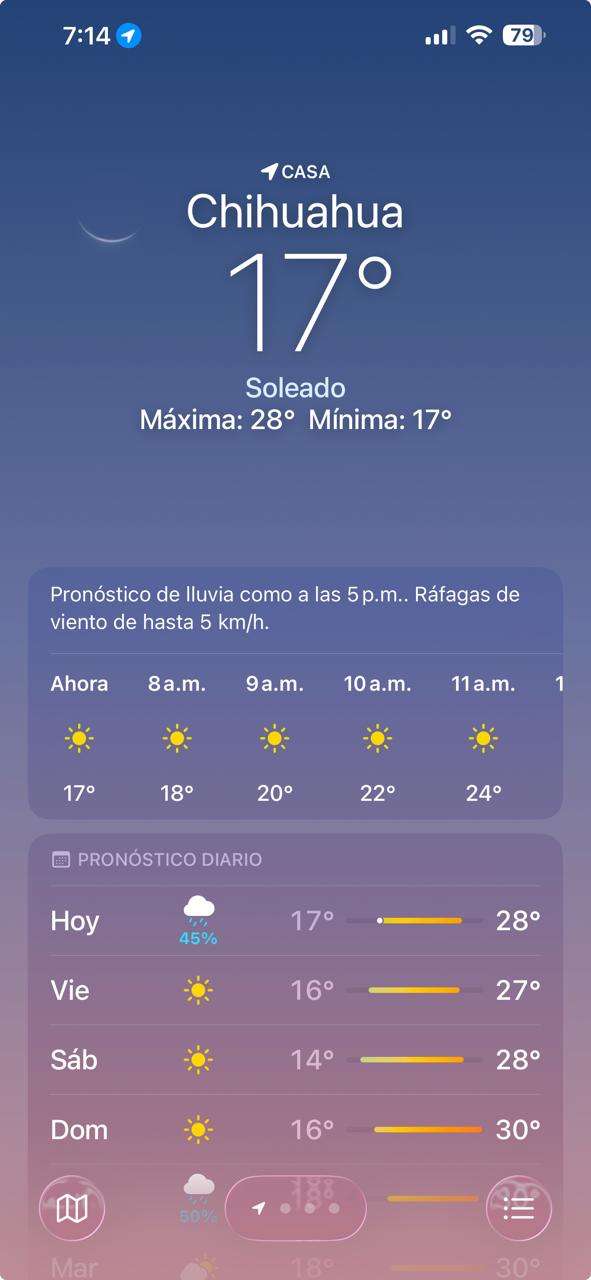 Amanece Chihuahua con 17°C; se espera tarde calurosa