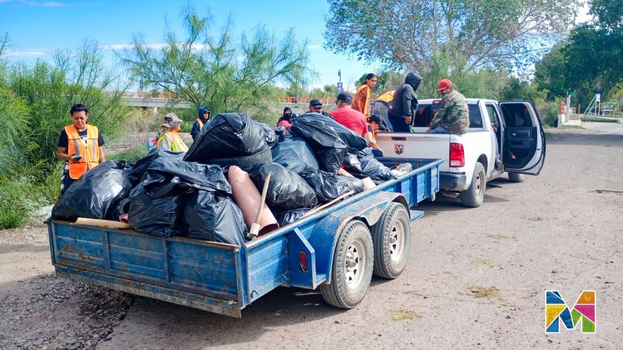 Retiran 1.5 toneladas de basura del Río San Pedro en Meoqui 
