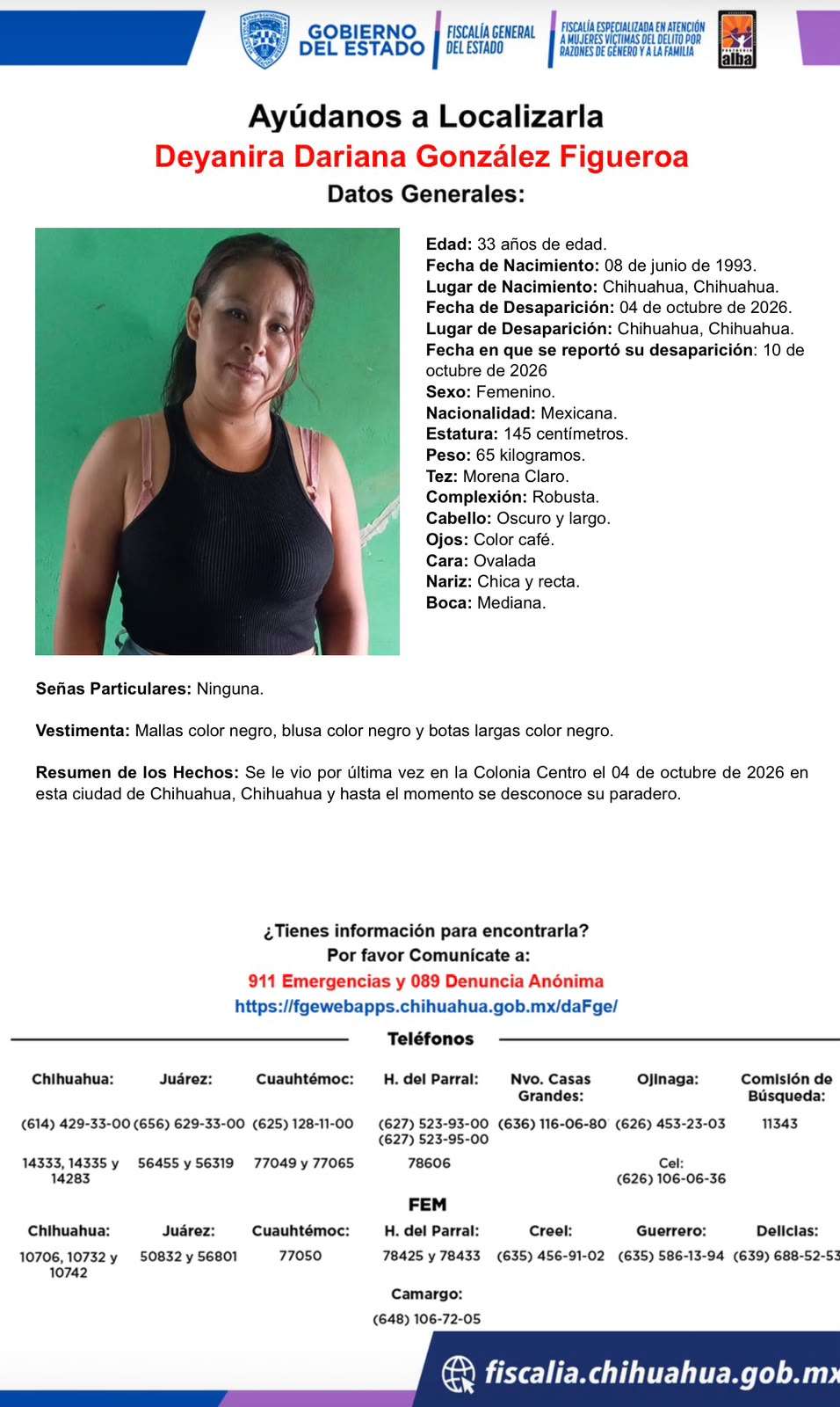 Solicitan ayuda para localizar a Deyanira Dariana González Figueroa 