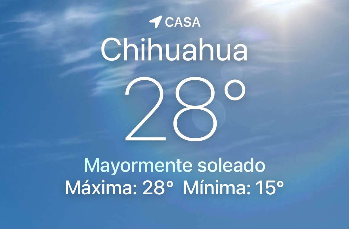 Alcanza temperatura 28°C, sin probabilidad de lluvias en la ciudad 