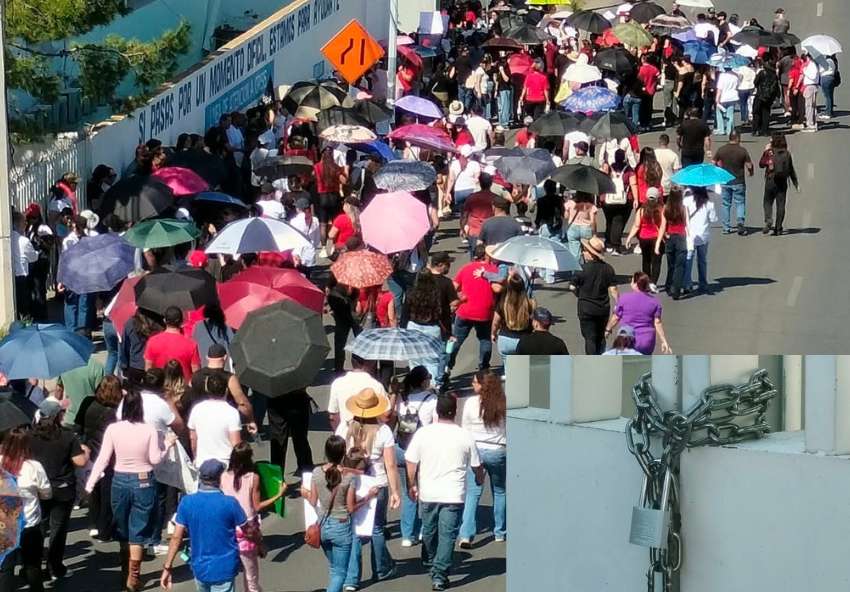Marchan trabajadores del Imss; encadenan oficinas sindicales