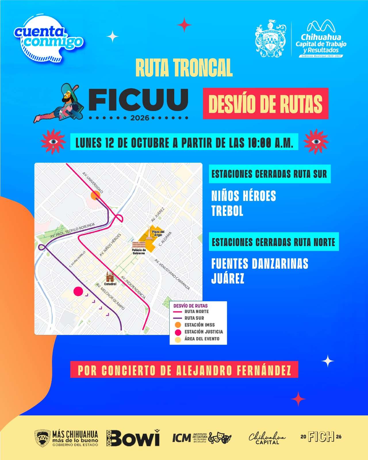 Anuncian cierres viales por concierto de Alejandro Fernández 