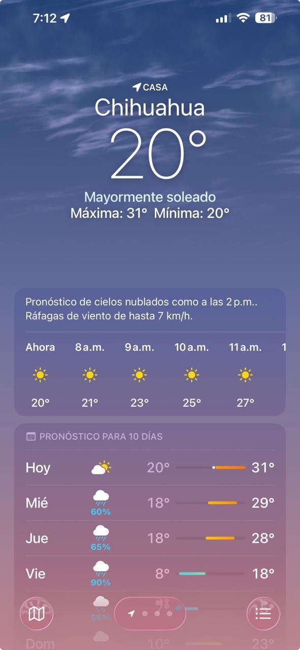 Inicia el martes con clima de 20°C; se espera máxima de 31°C