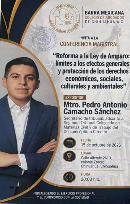 Invitan a conferencia magistral sobre cambios a la Ley de Amparo