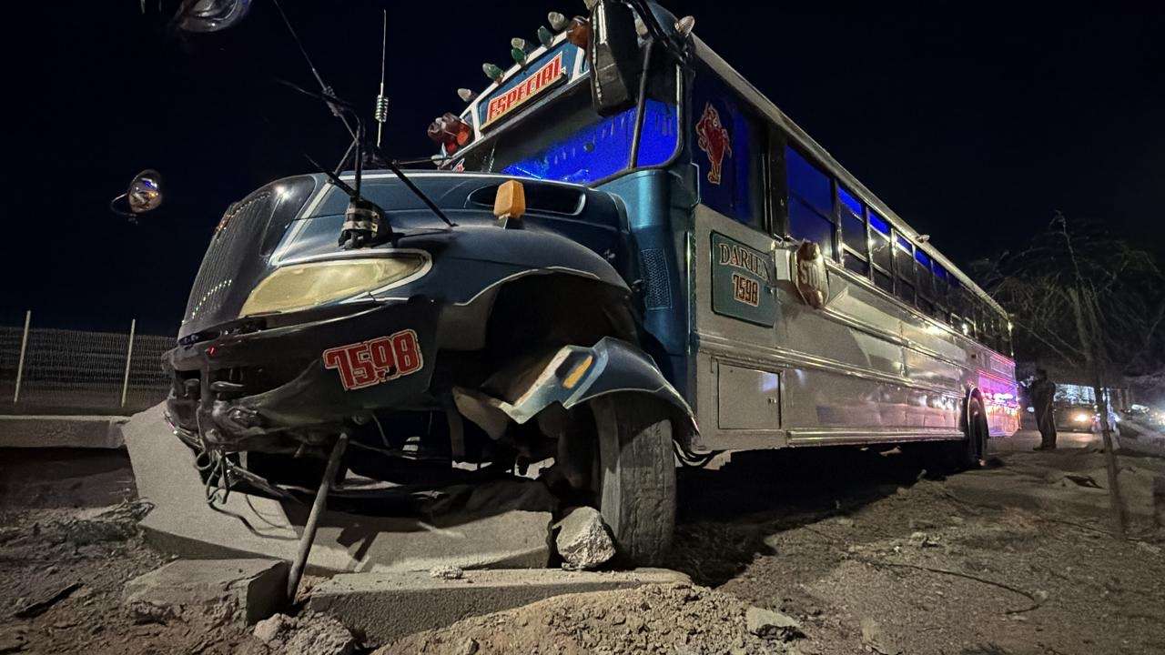 Choca transporte público contra jardineras en la Panamericana
