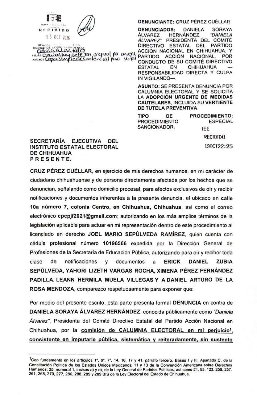 Denuncia Cruz a Daniela Álvarez y Joss Vega por calumnia electoral