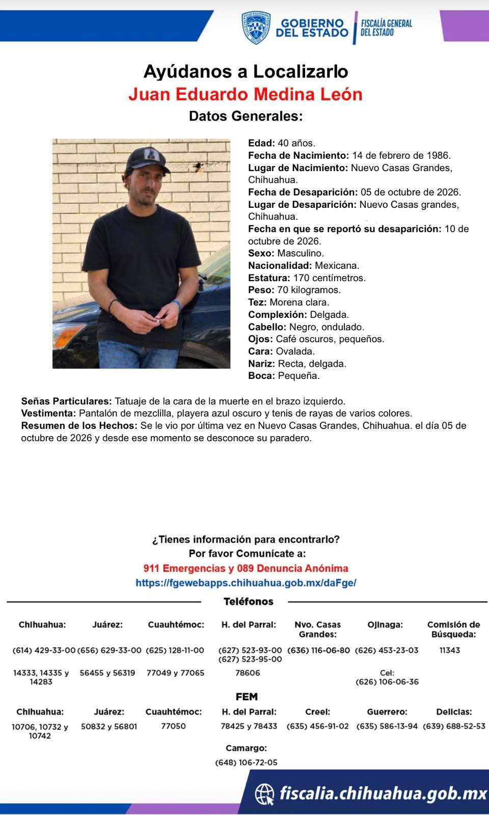 Difunden pesquisas para localizar a tres personas ausentes en Nuevo Casas Grandes
