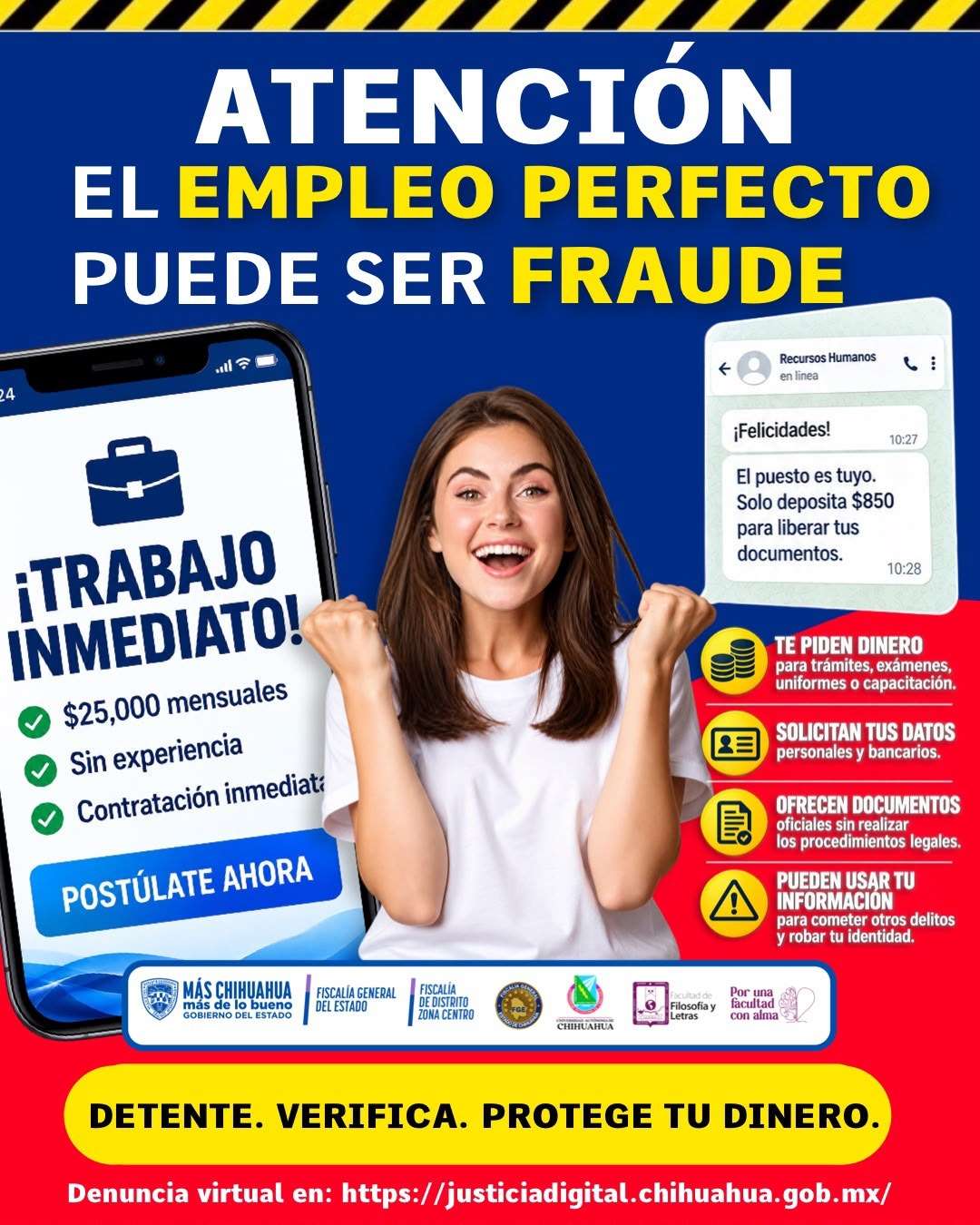 Advierten sobre falsas ofertas de empleos y agilización de trámites