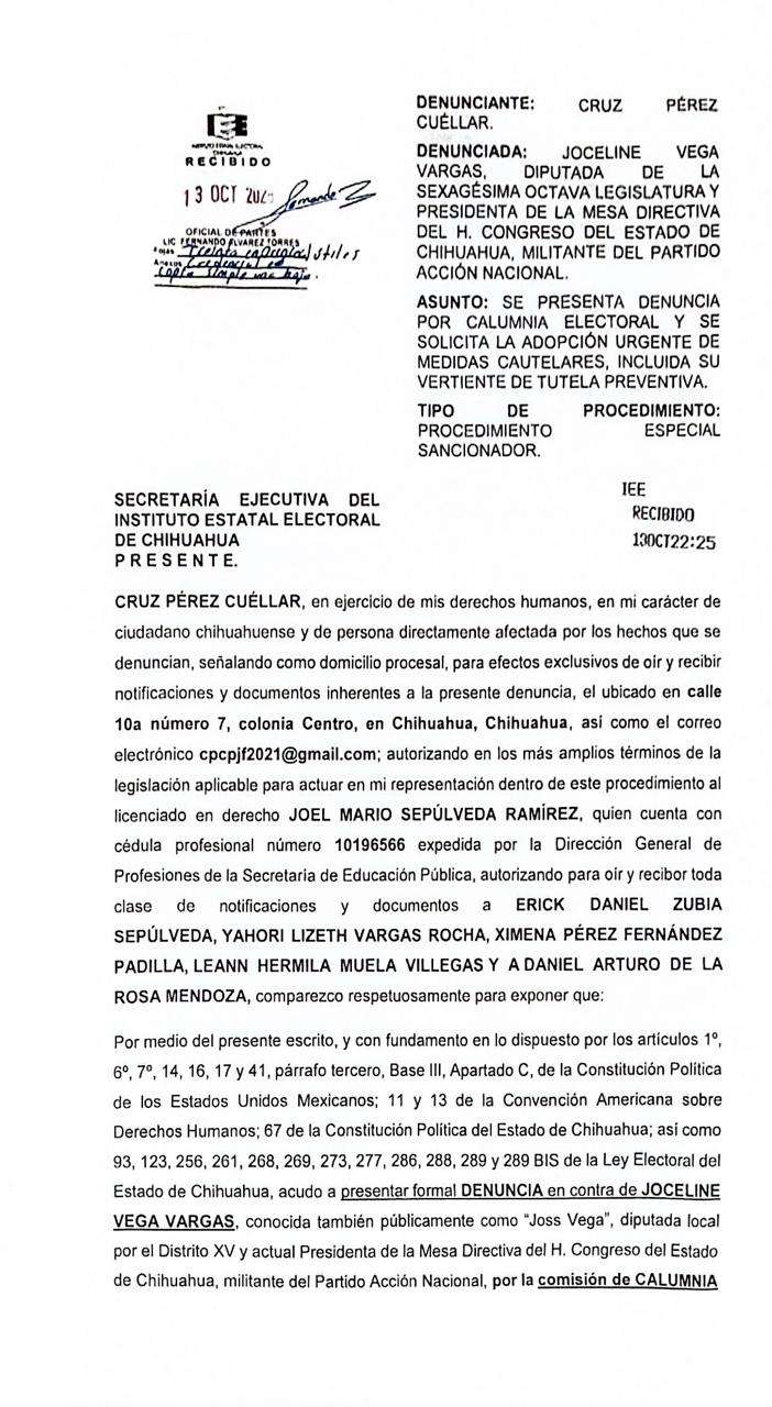 Denuncia Cruz a Daniela Álvarez y Joss Vega por calumnia electoral