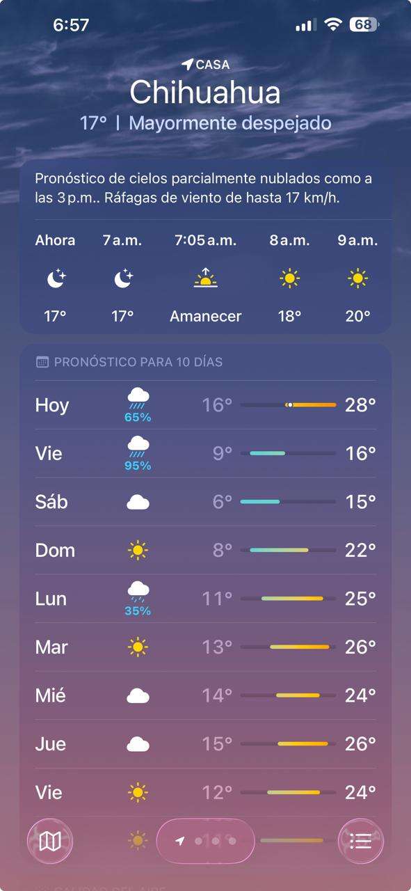 Registra Chihuahua mañana fresca de 17°C 