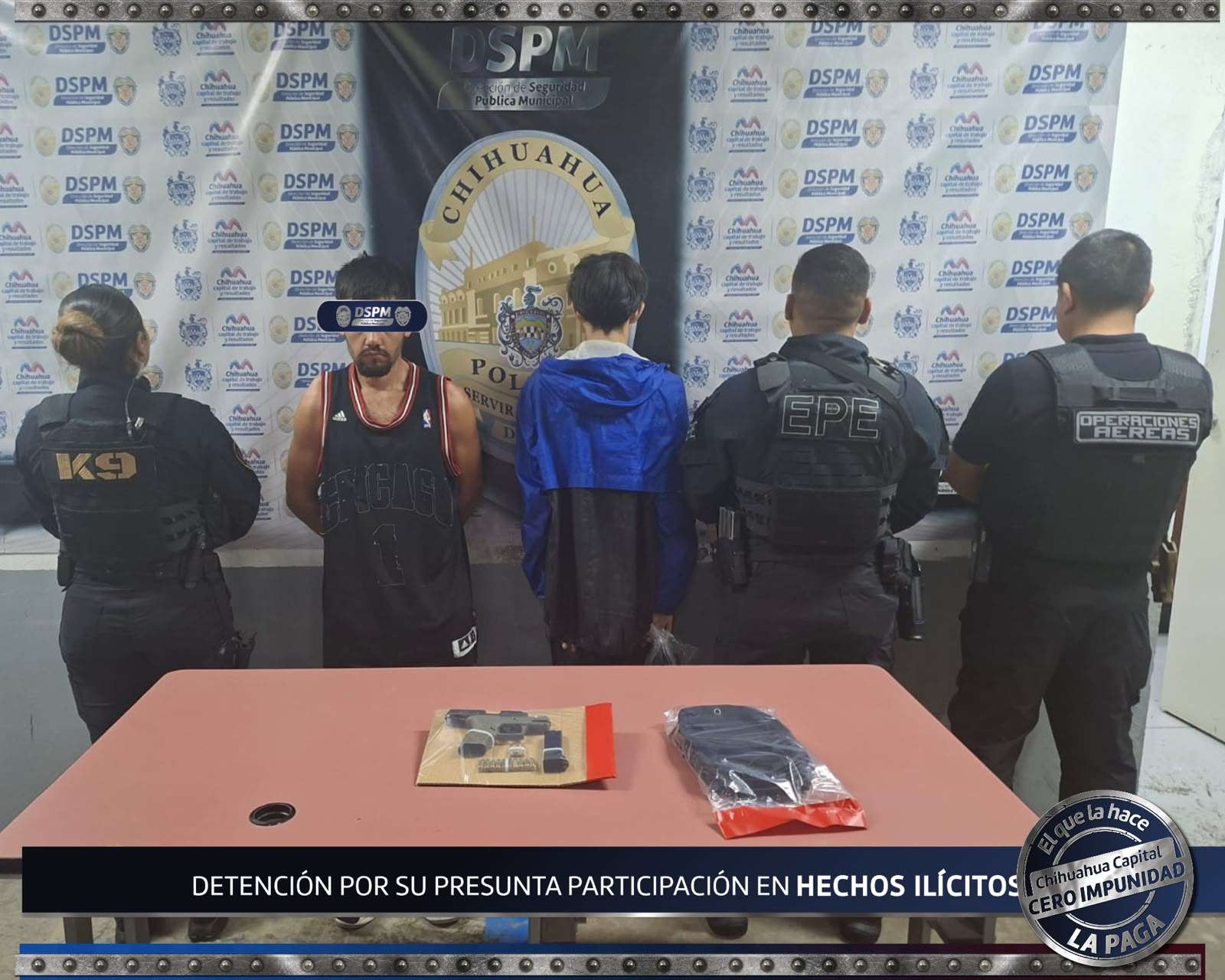 Detienen a dos con arma de fuego en la colonia Inalámbrica 