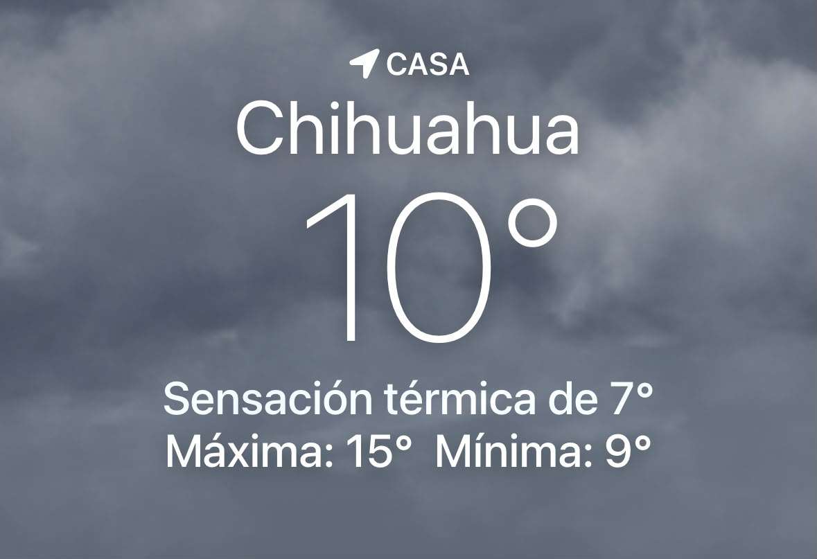 Registra Chihuahua máxima de 10° C con pronostico de lluvias