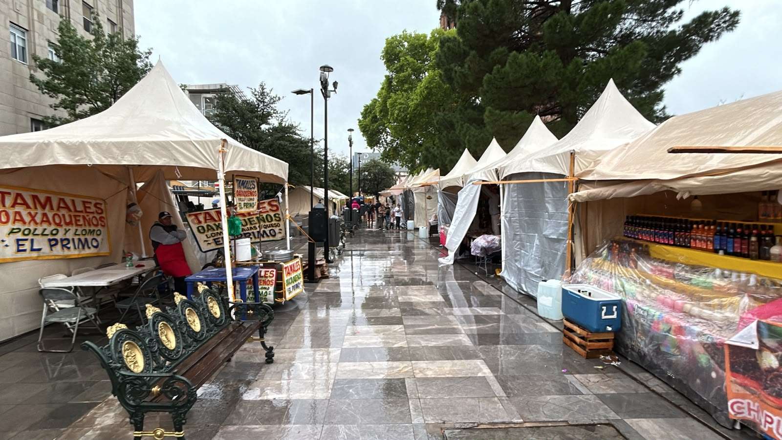 Afectan lluvias actividad comercial en el centro de la ciudad