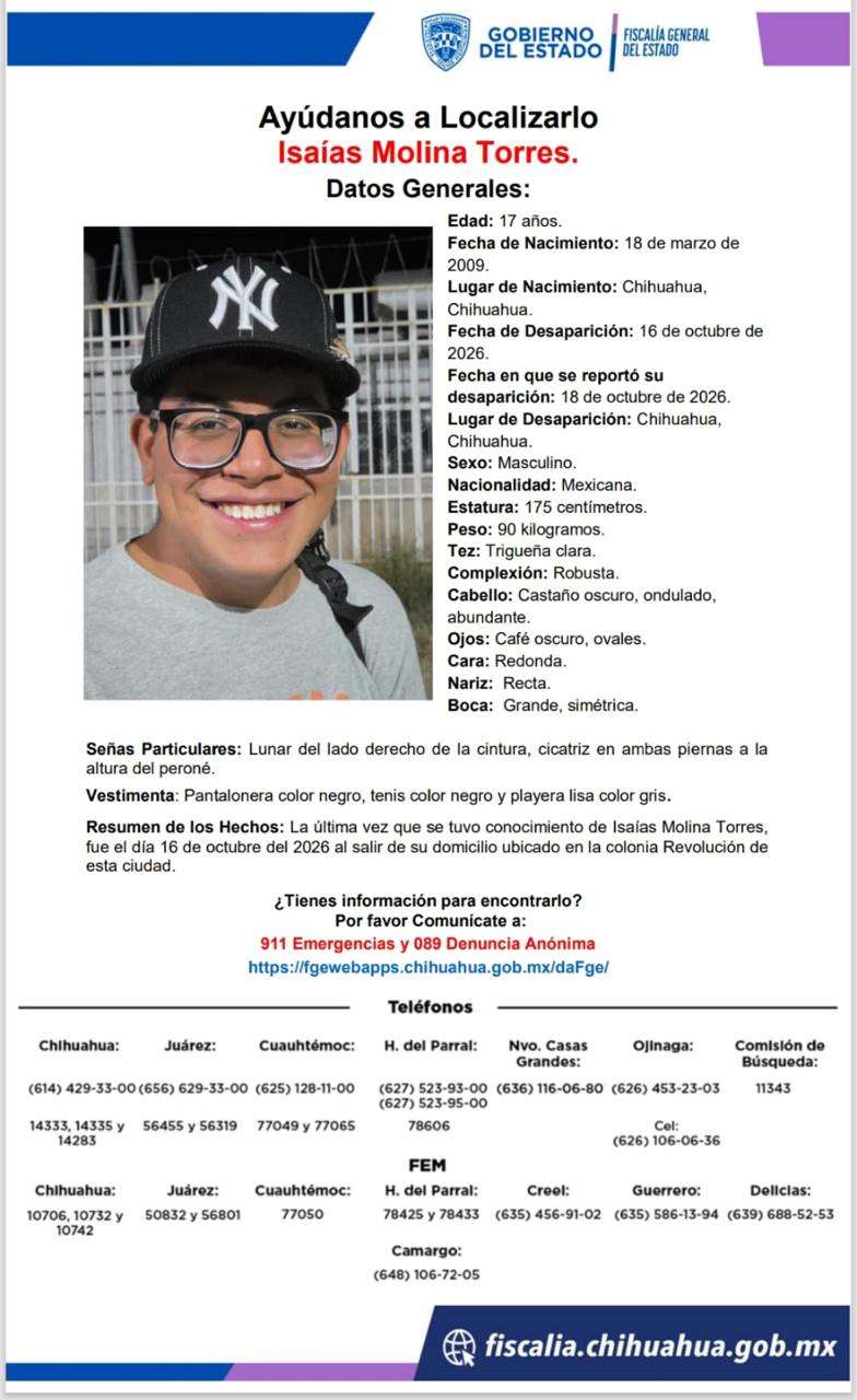 Solicitan ayuda para localizar a Isaías Molona Torres