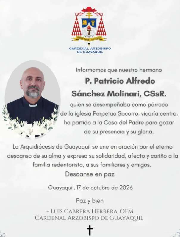 Muere sacerdote al caerle una cruz durante misa en Ecuador