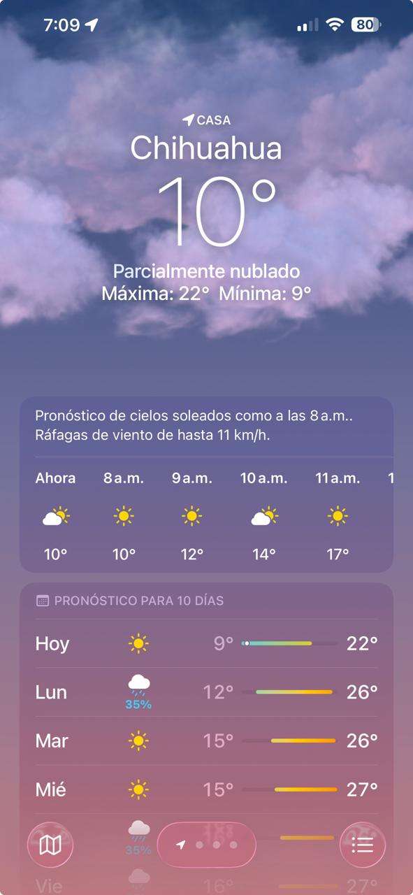 Amanece Chihuahua con clima frío de 10°C