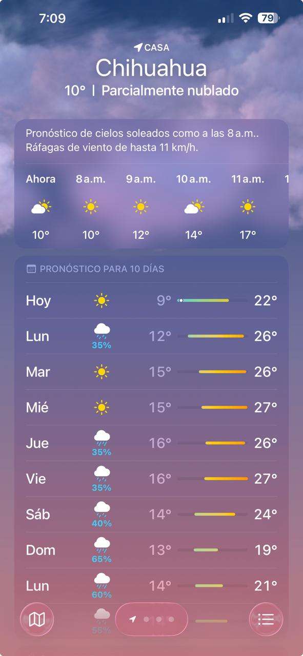Amanece Chihuahua con clima frío de 10°C