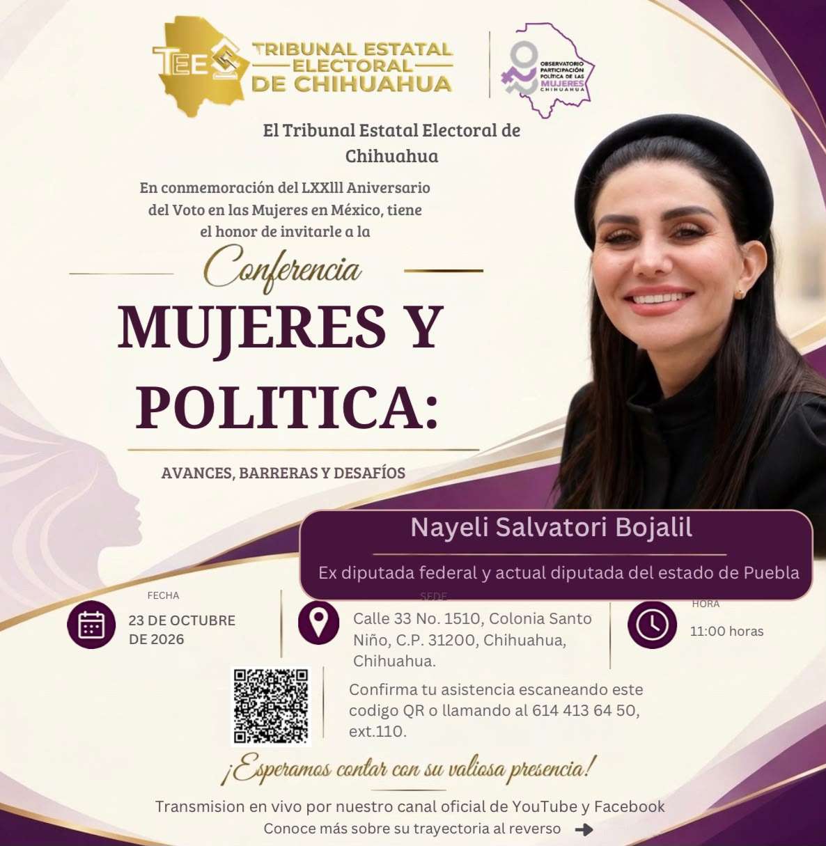 Invita TEE a conferencia sobre avances y desafíos de las mujeres en política