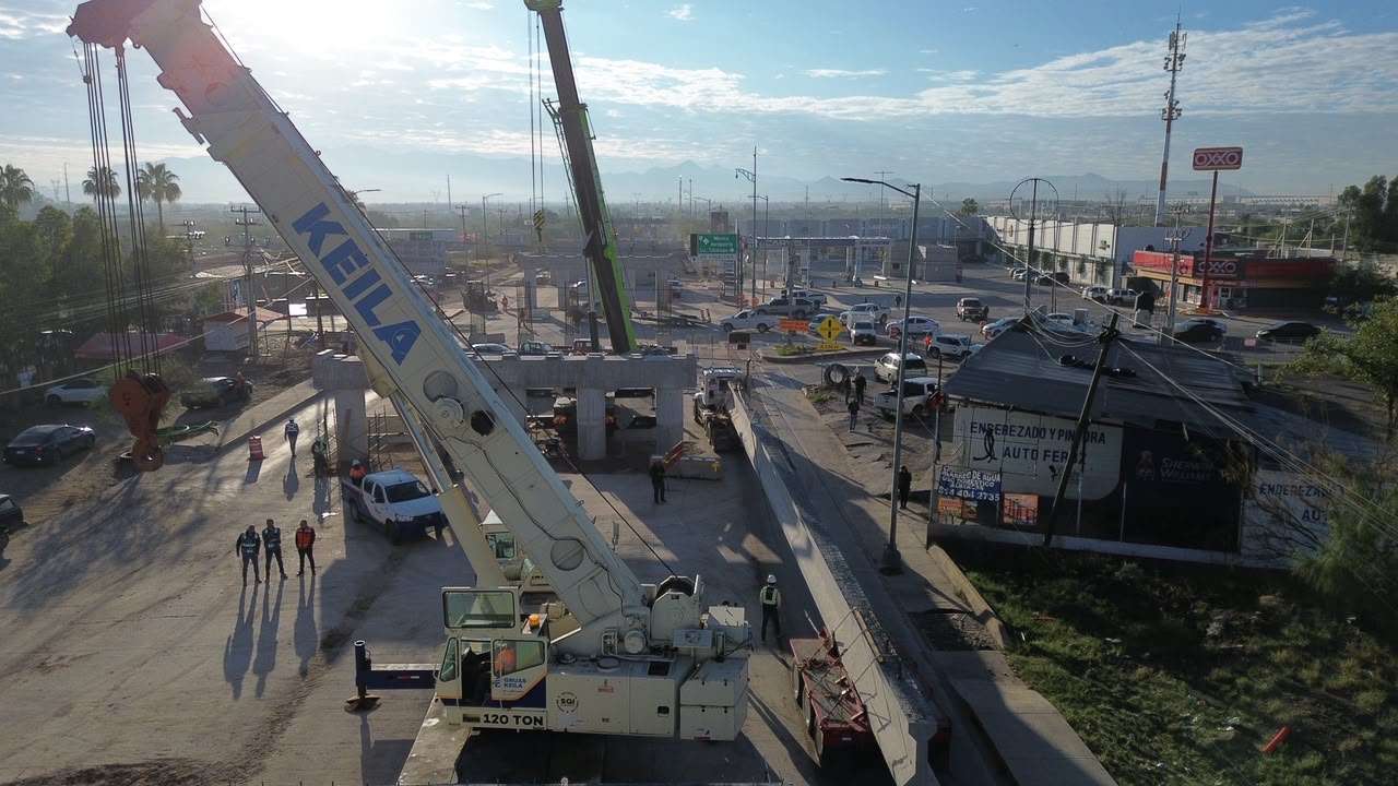Arranca montaje de trabes en puente Palestina y Fuerza Aérea