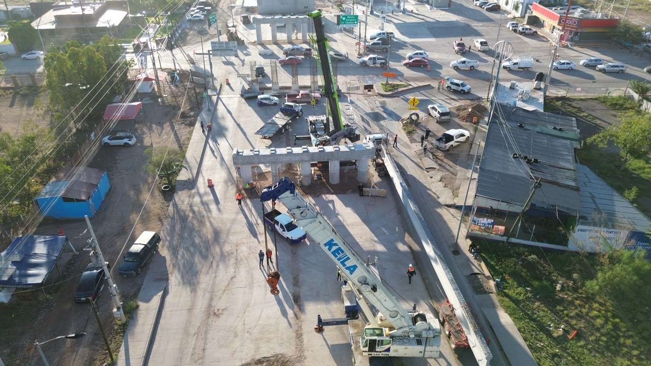 Arranca montaje de trabes en puente Palestina y Fuerza Aérea
