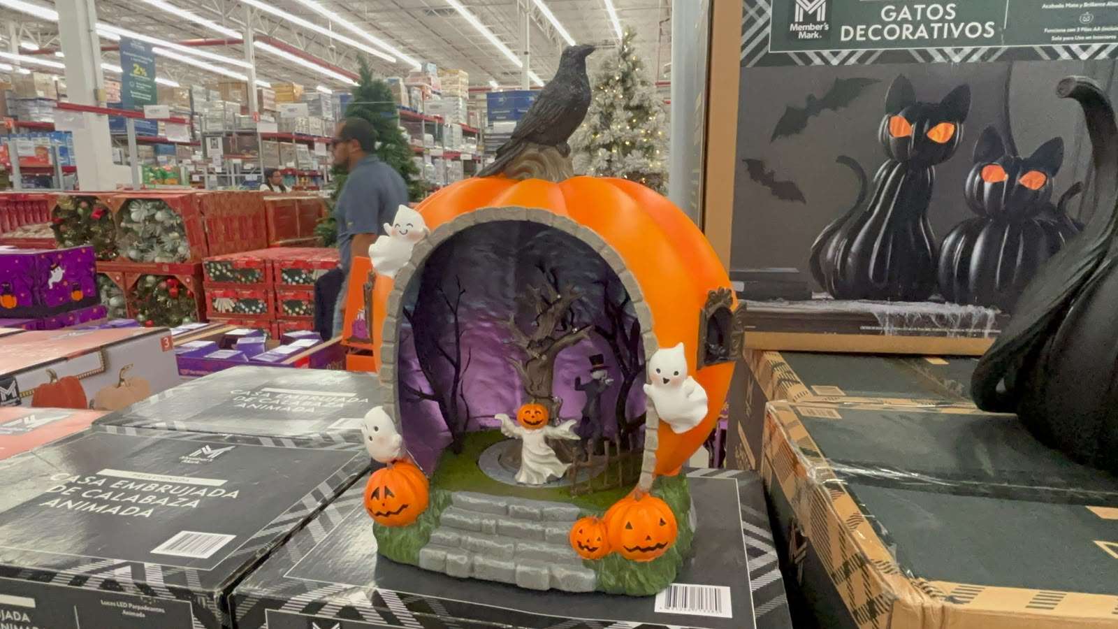 Decoran casas y negocios por Halloween y Día de Muertos