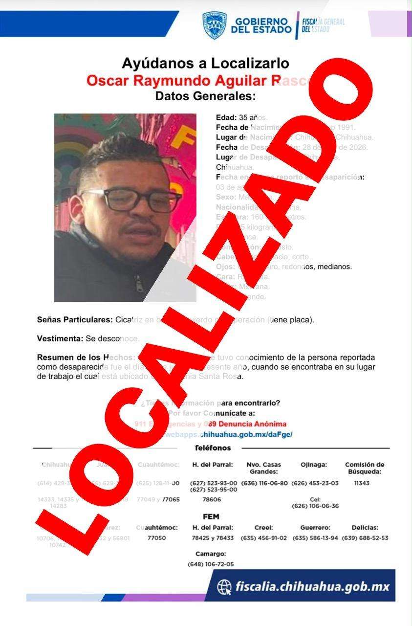 Localiza Fdzc a cinco ausentes en Chihuahua y Delicias