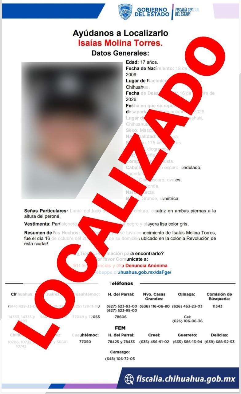 Localiza Fdzc a cinco ausentes en Chihuahua y Delicias