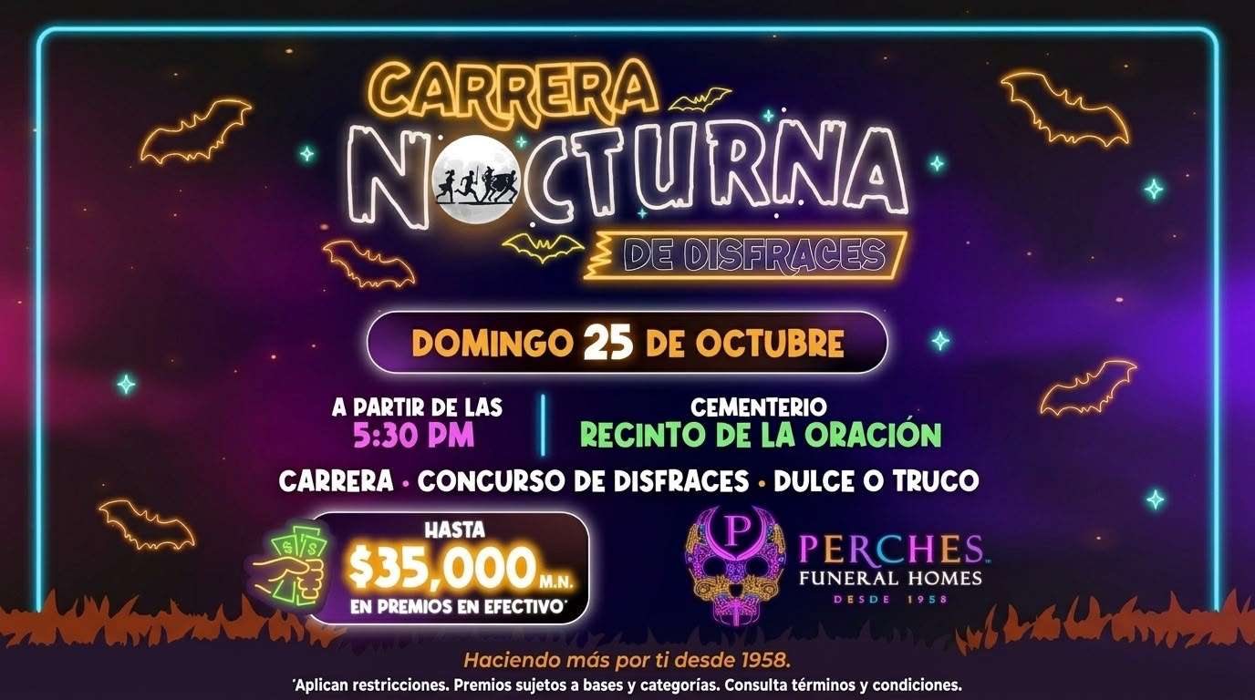 Realizarán carrera nocturna de disfraces en Recinto de la Oración 