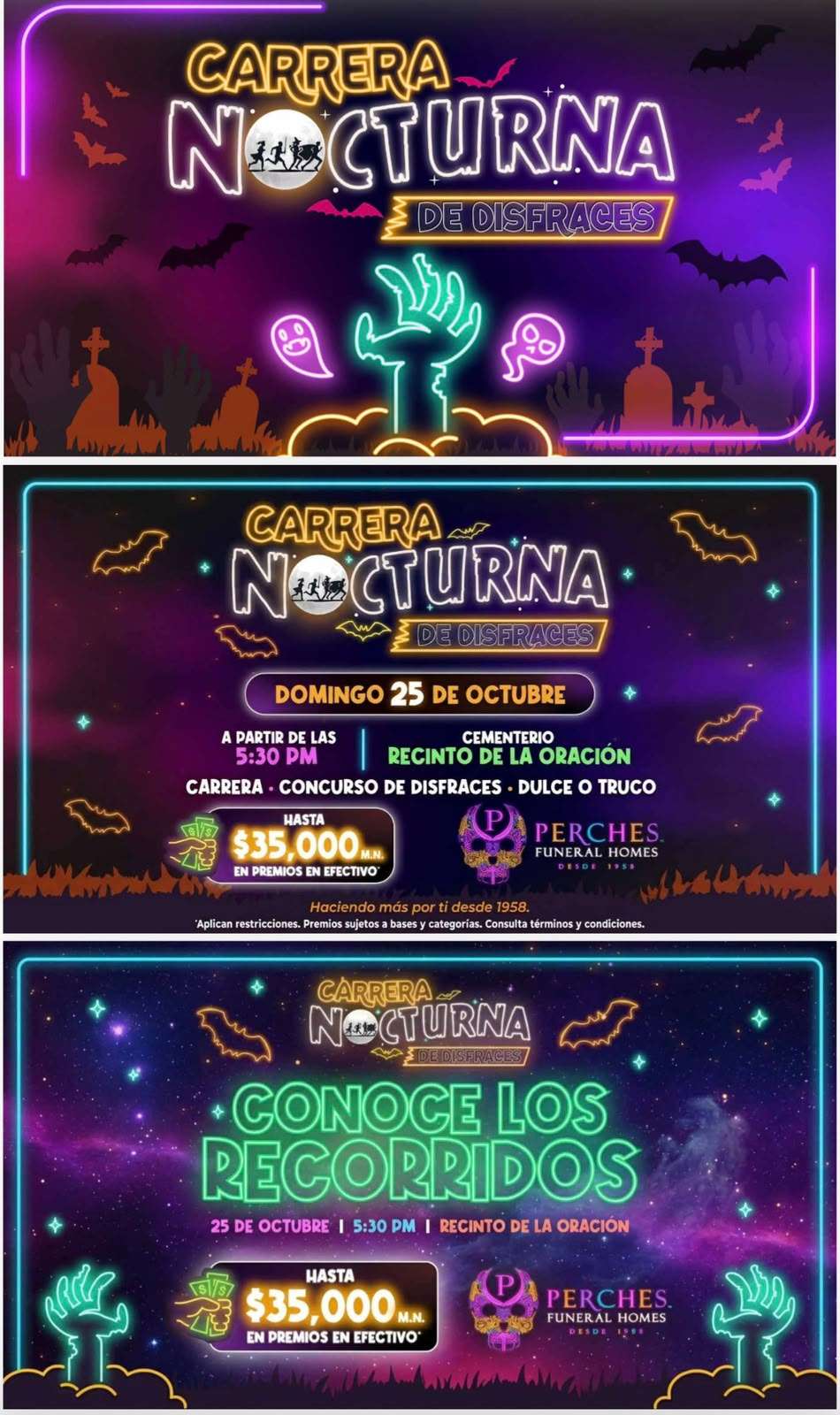 Realizarán carrera nocturna de disfraces en Recinto de la Oración 