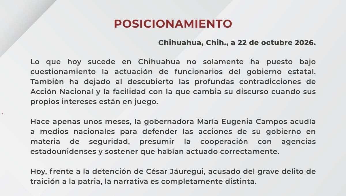 ¿Qué cambió?: cuestiona Morena al Gobierno Estatal por caso Jáuregui