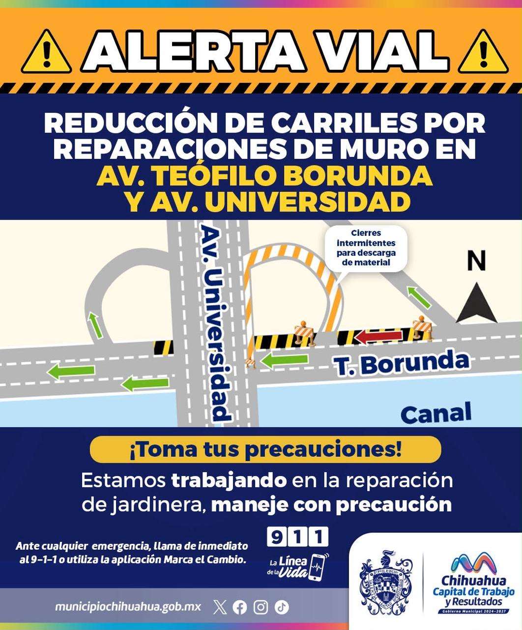 Anuncian mantenimiento en 7 puntos viales; repararán jardinera