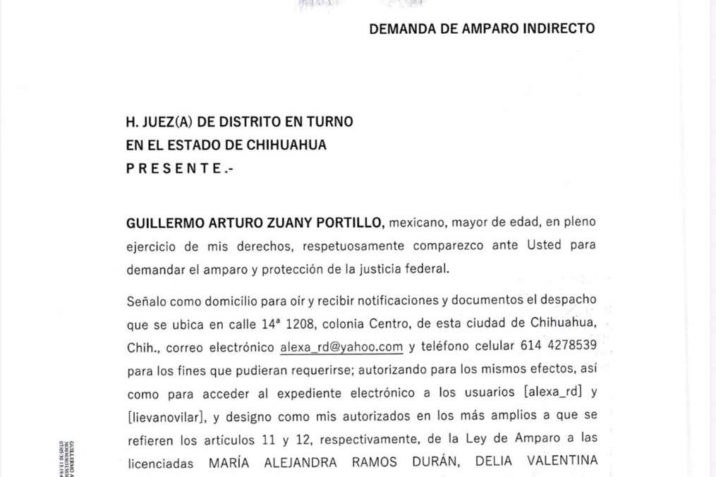 Pide Zuany amparo