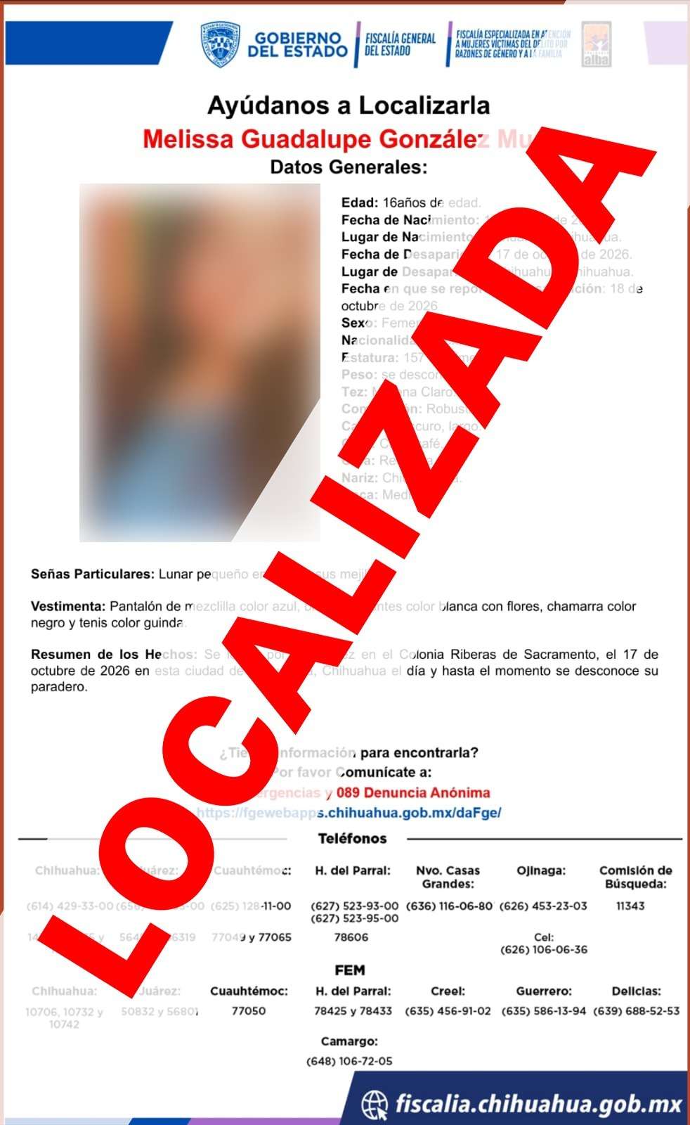 Localiza FEM a niñas, adolescentes y mujeres reportadas como ausentes