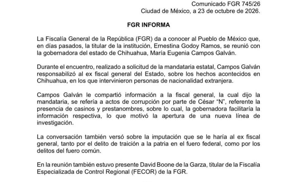 Dice FGR en boletín que Maru se reunió con Ernestina Godoy