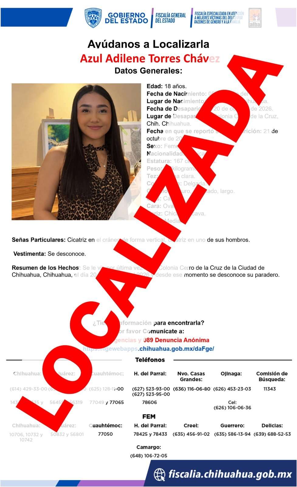 Localiza FEM a niñas, adolescentes y mujeres reportadas como ausentes