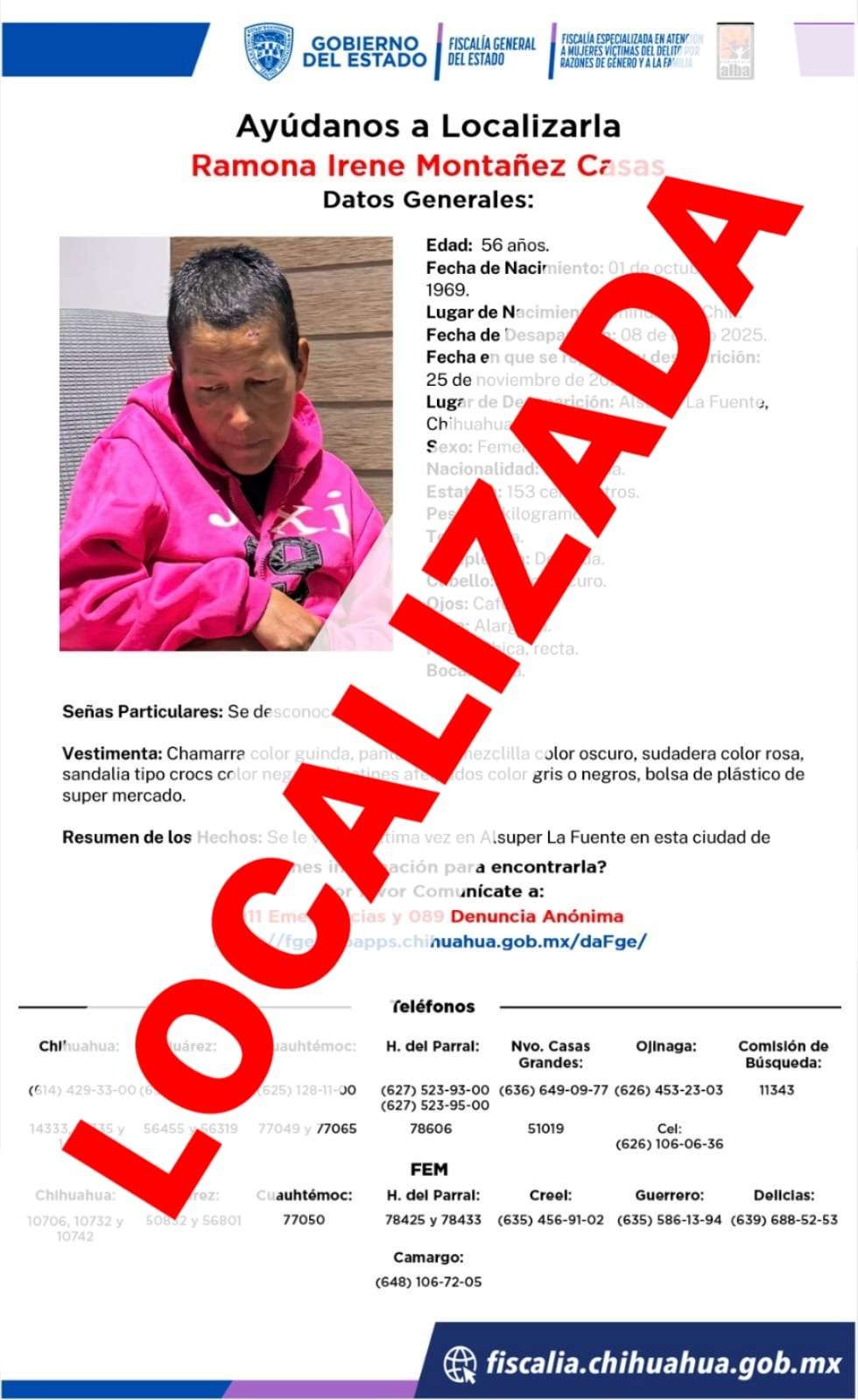 Localiza FEM a niñas, adolescentes y mujeres reportadas como ausentes